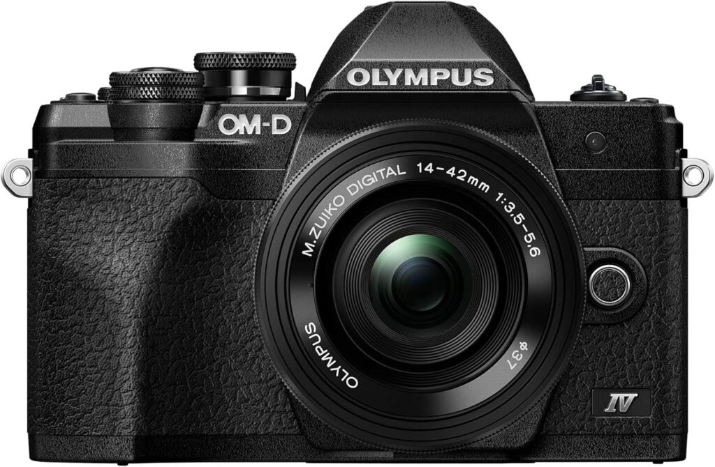 Vista frontal de una cámara OM System -Olympus OM-D E-M10 Mark IV